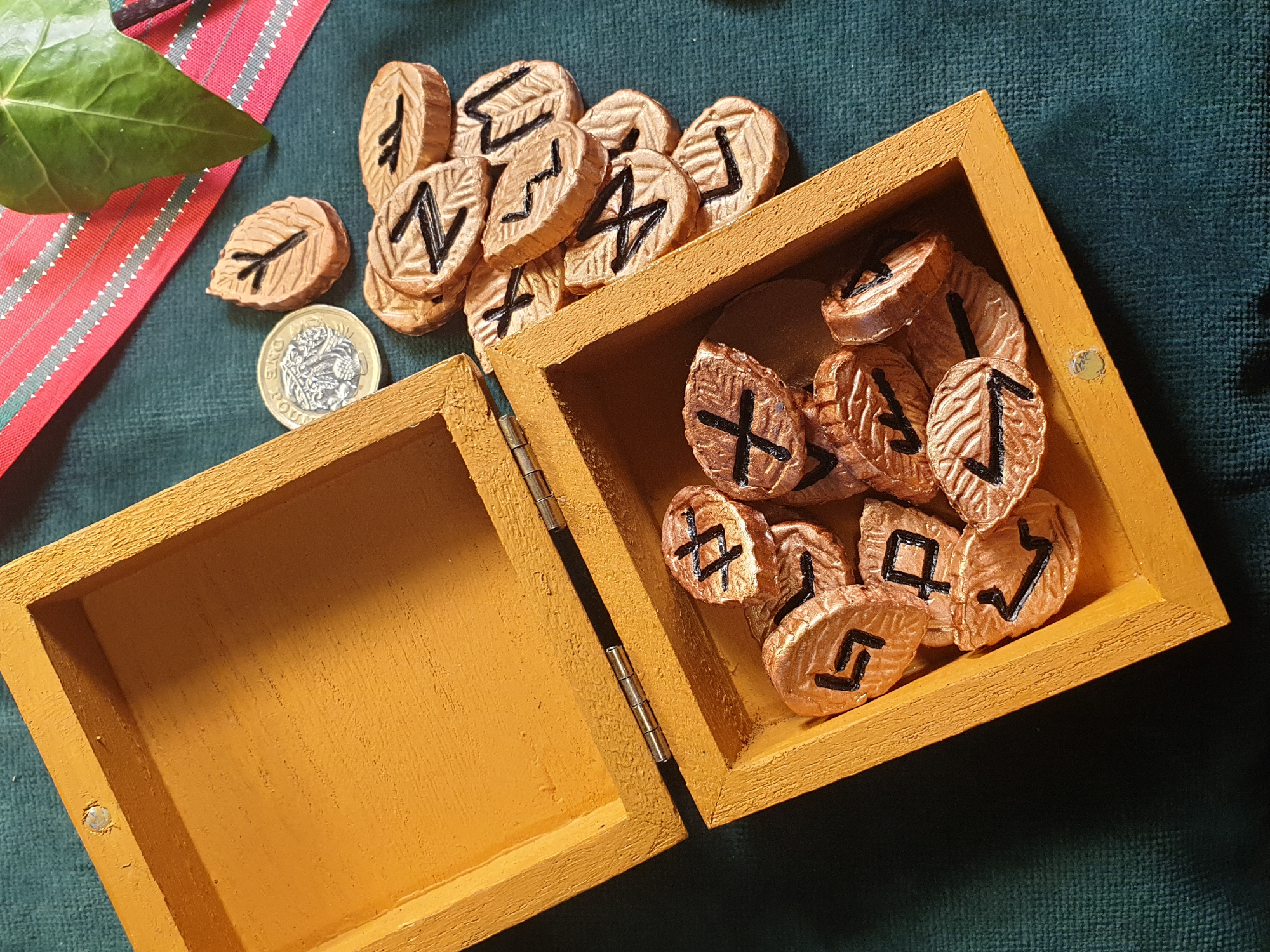 Pagan Village: Hand made futhark gold clay runes