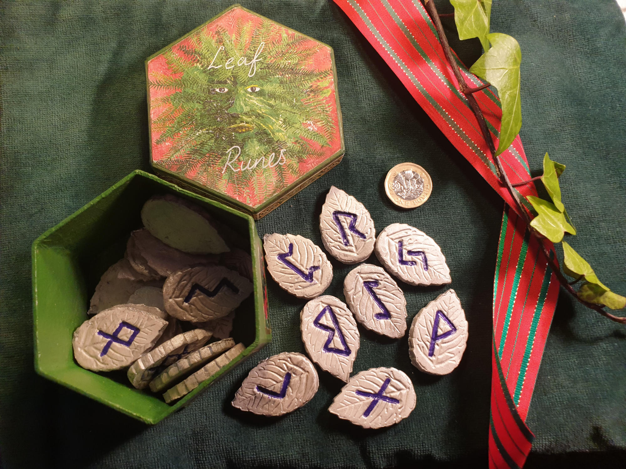 Pagan Village: Hand made silver futhark clay runes
