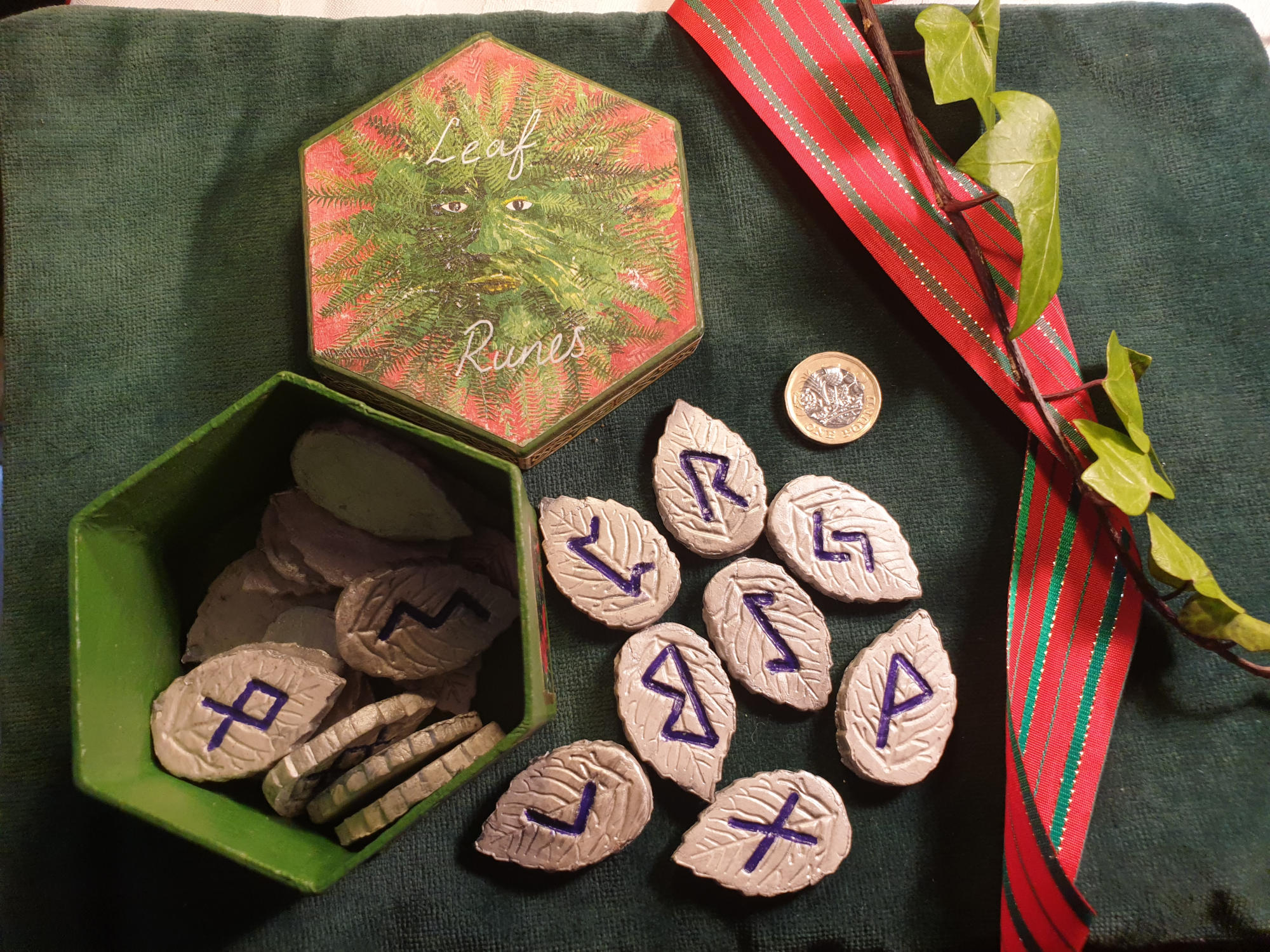 Pagan Village: Hand made silver futhark clay runes