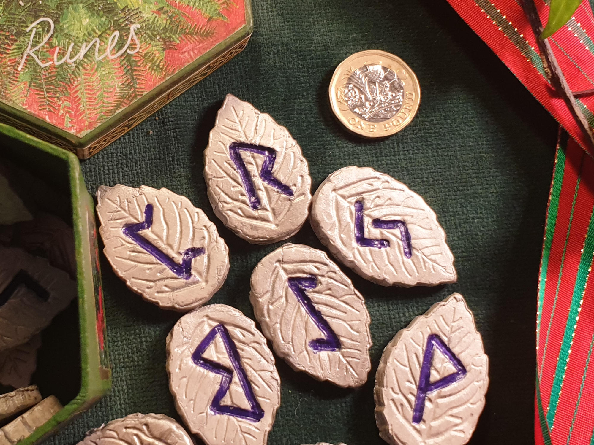 Pagan Village: Hand made silver futhark clay runes